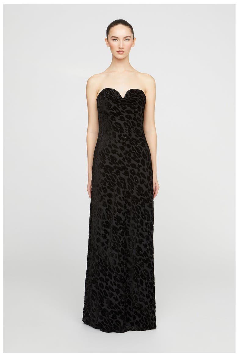 Rosalie Chiffon Devoré Gown, Main, color, Black