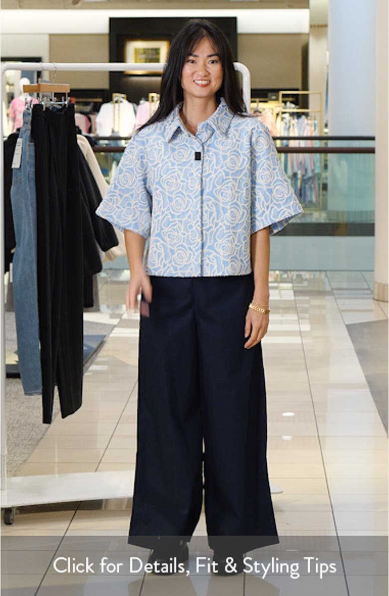 Embroidered Crop Cotton Blend Button-Up Shirt, sales video thumbnail