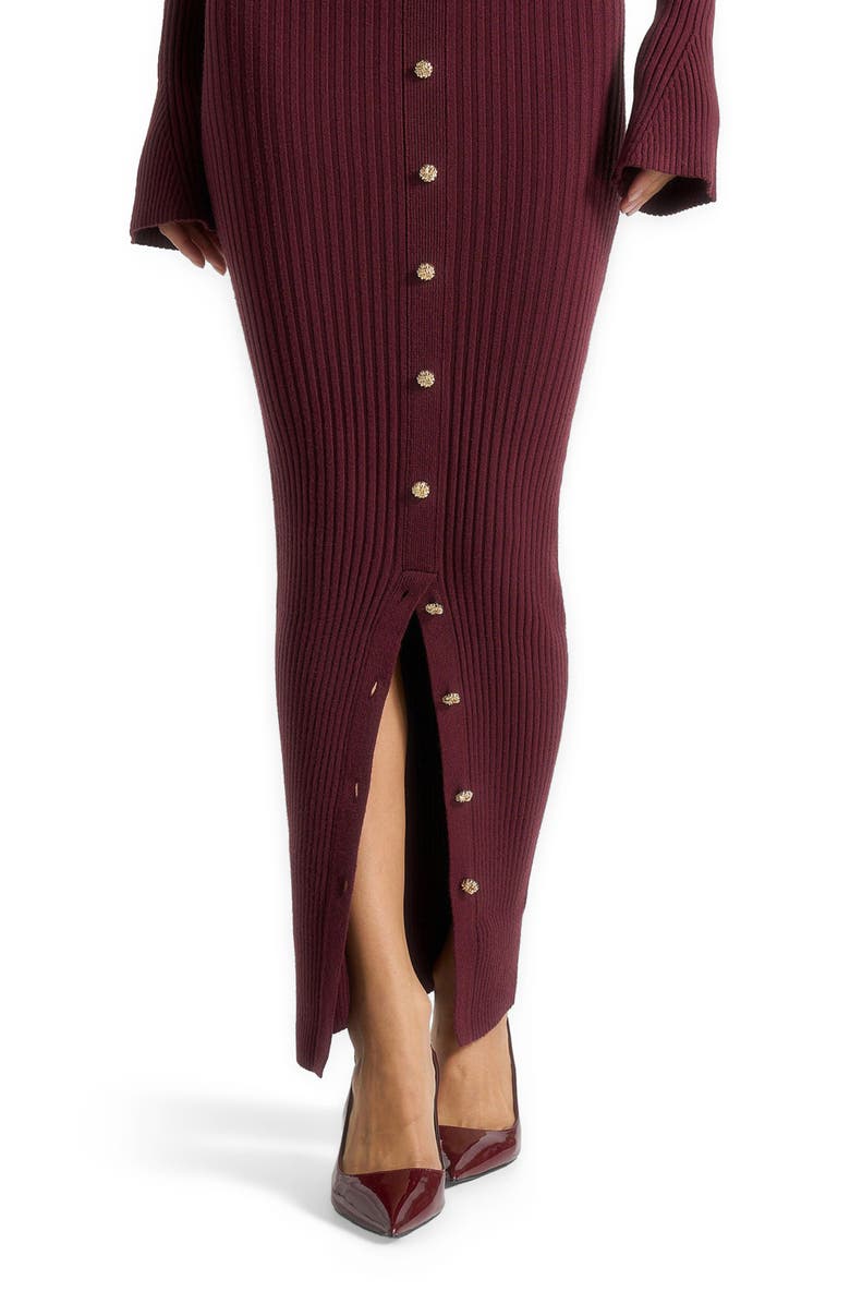 Manière De Voir Assia Long Sleeve Knitted Midaxi Dress With Belt, Alternate, color, Wine Red