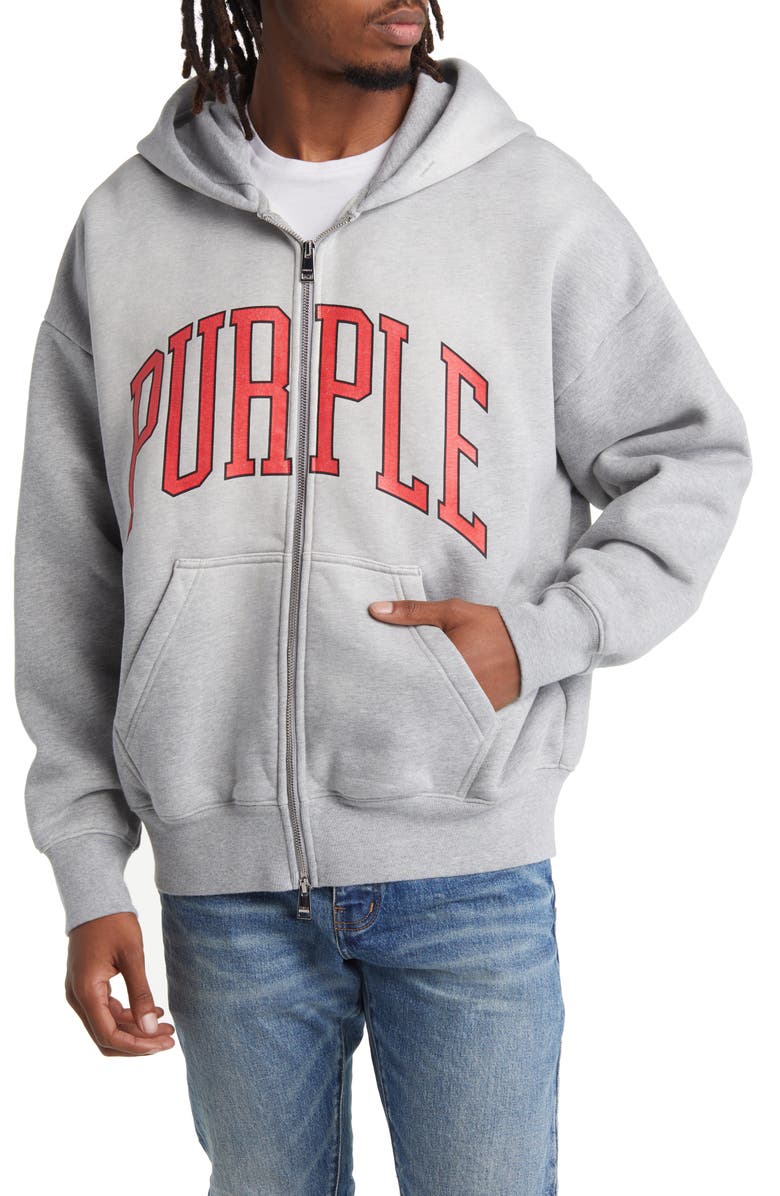 PURPLE BRAND Oversize Heavyweight Fleece Zip Hoodie, Alternate, color, 