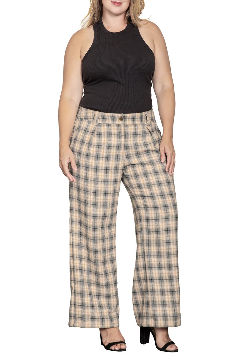 Plaid Wide Leg Pants, Alternate, color, PLAID