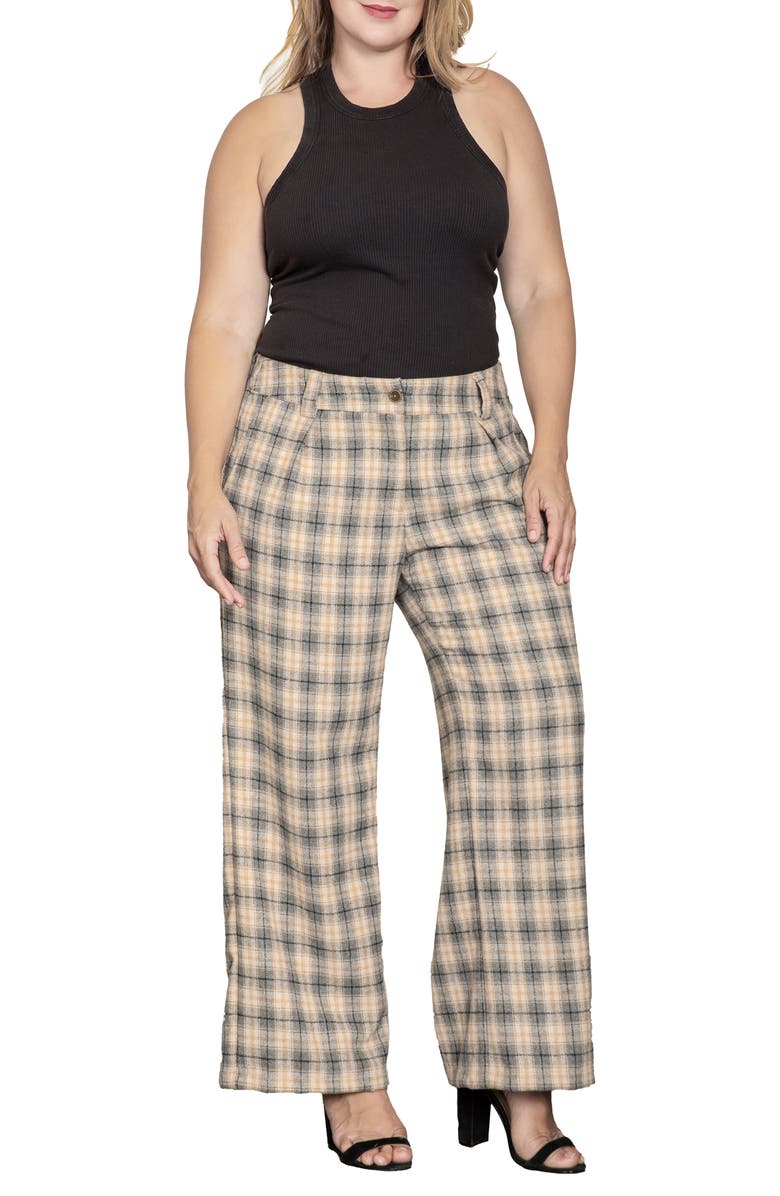 Standards & Practices Plaid Wide Leg Pants, Alternate, color, Plaid