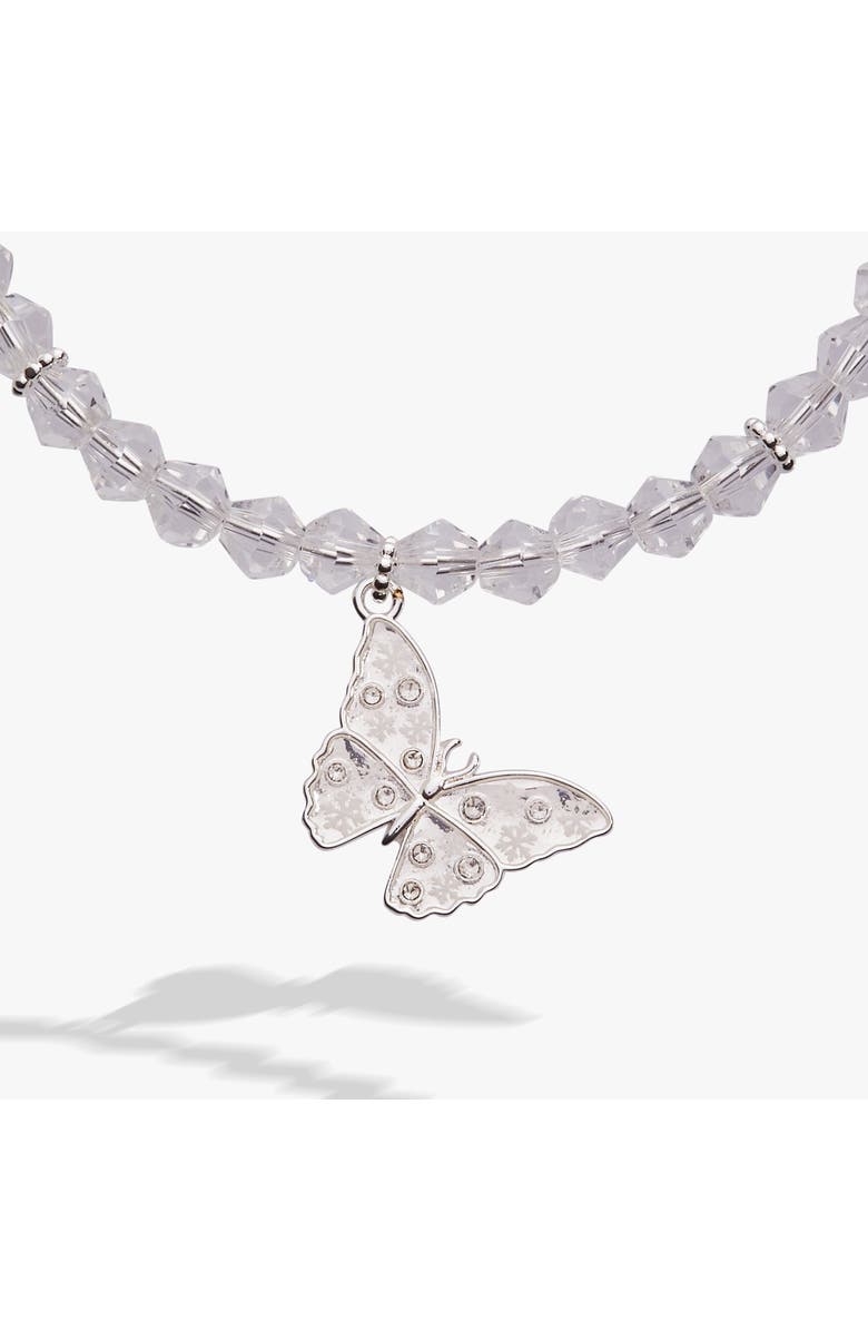 Alex and Ani Glass Butterfly Beaded Charm Bangle, Alternate, color, Silver