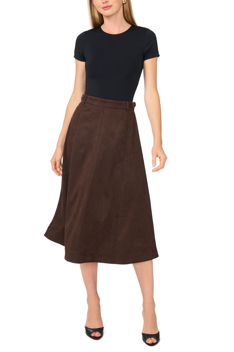 Faux Suede Midi Skirt, Alternate, color, COFFEE BEAN