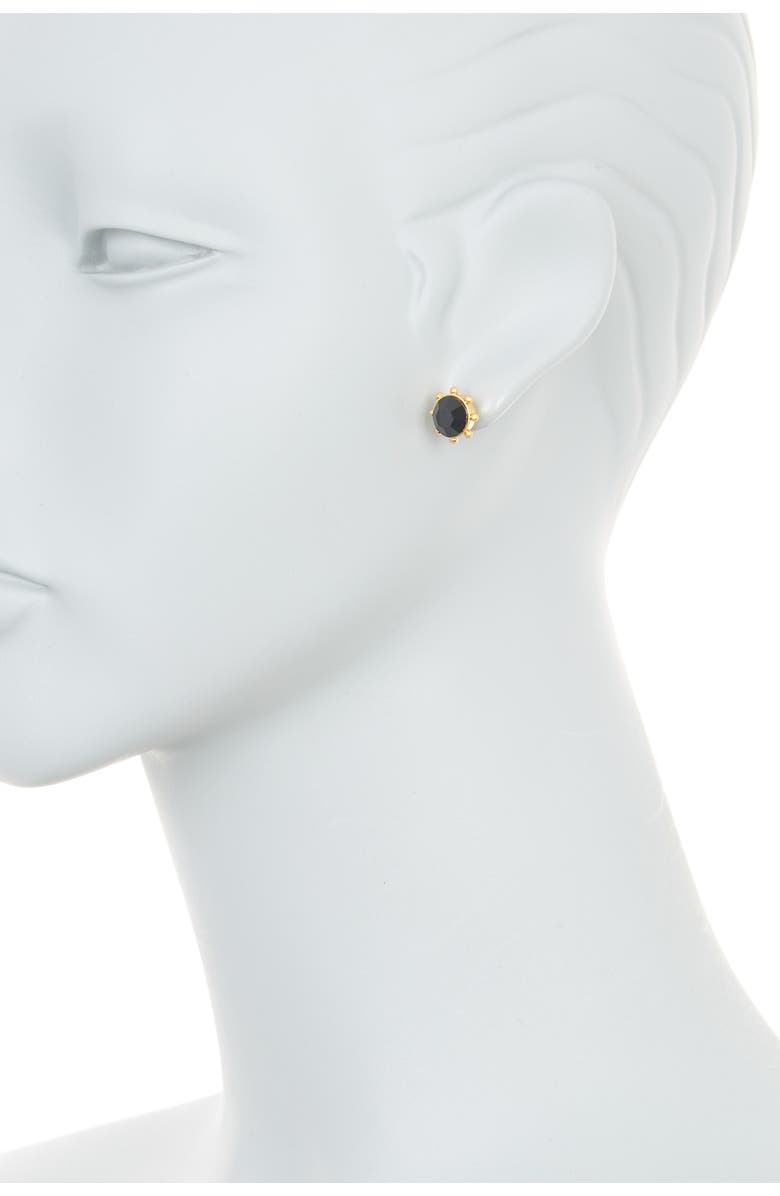 Kate Spade New York gold-tone bezel set crystal stud earrings, Alternate, color, Jet