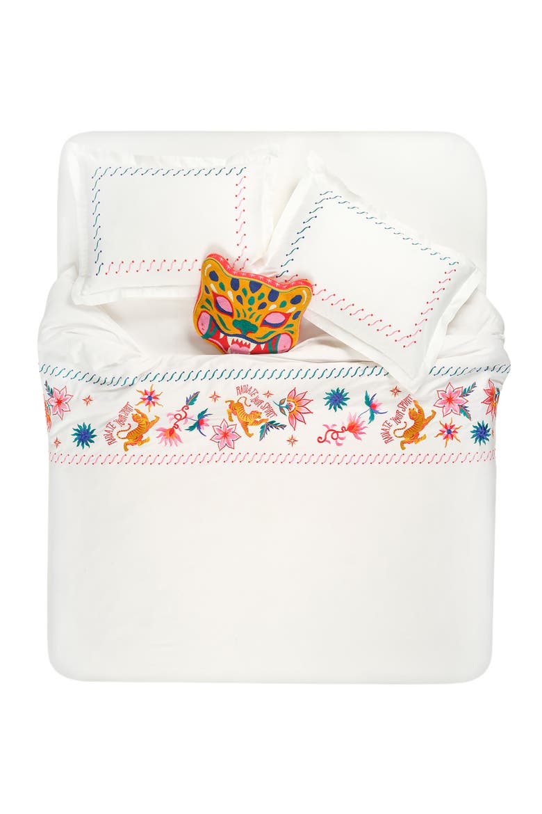 Kadmos Embroidered Viscose Cotton King Duvet Cover Set, Alternate, color, White