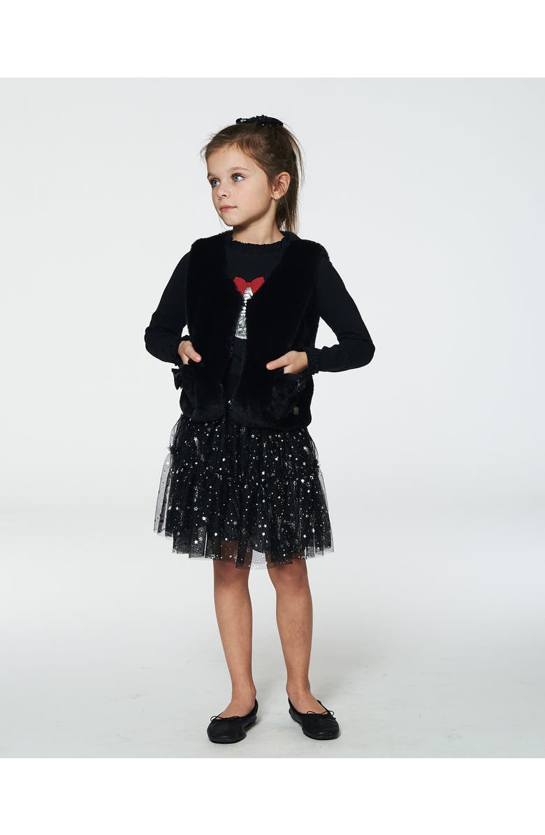 Deux par Deux Girl's Faux Fur Vest Black, Alternate, color, 