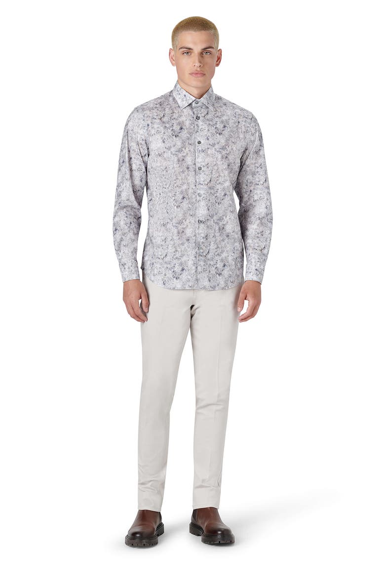Shaped Fit Button-Up Shirt, Alternate, color, STONE