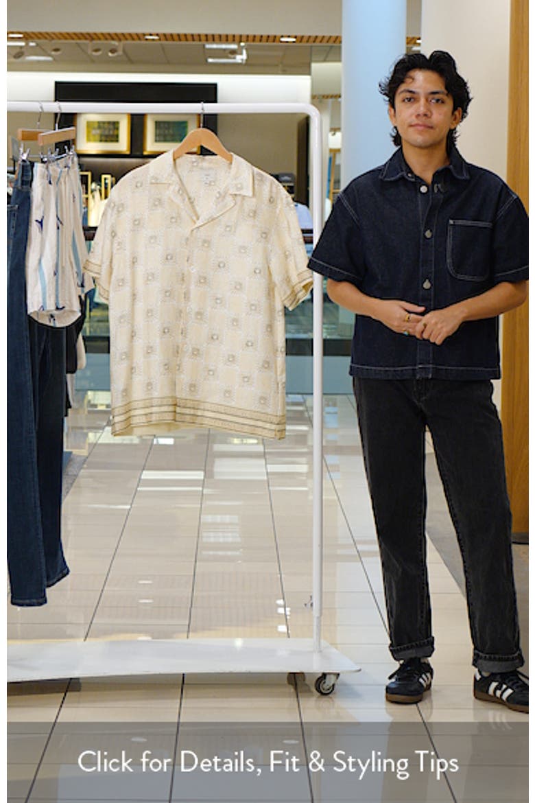 Tehla Tile Print Linen Camp Shirt video