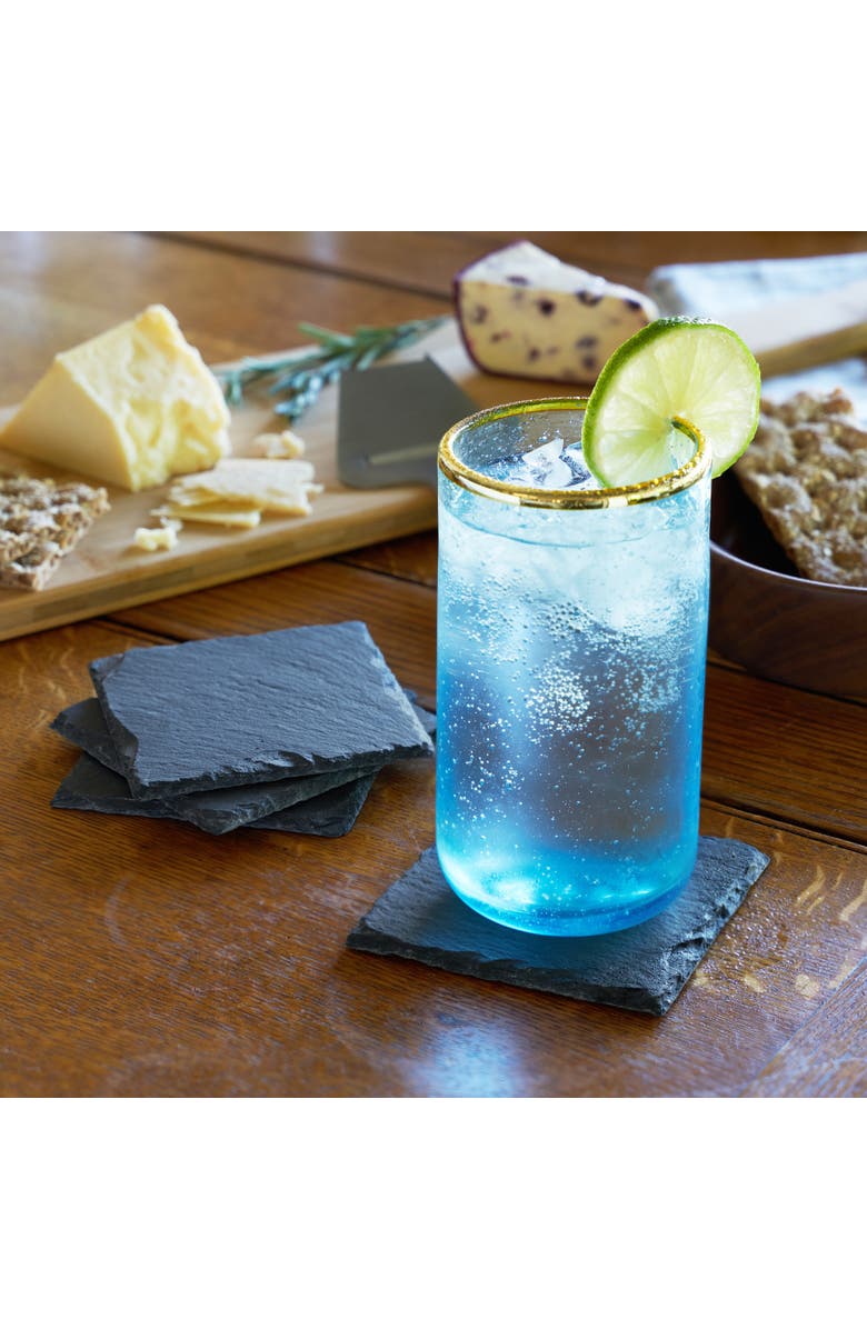 TWINE Square Slate Coasters Set of 4, Alternate, color, Black