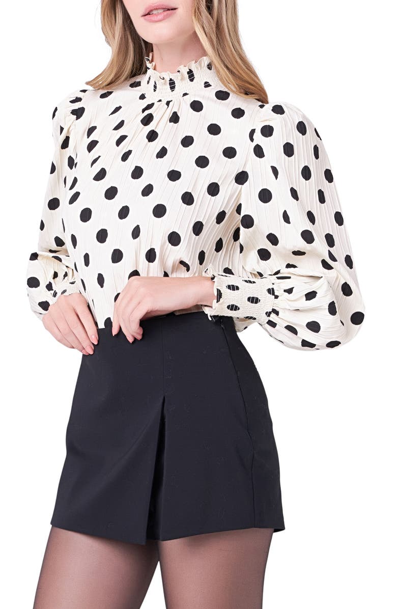 English Factory Polka Dot Balloon Sleeve Top, Alternate, color, 