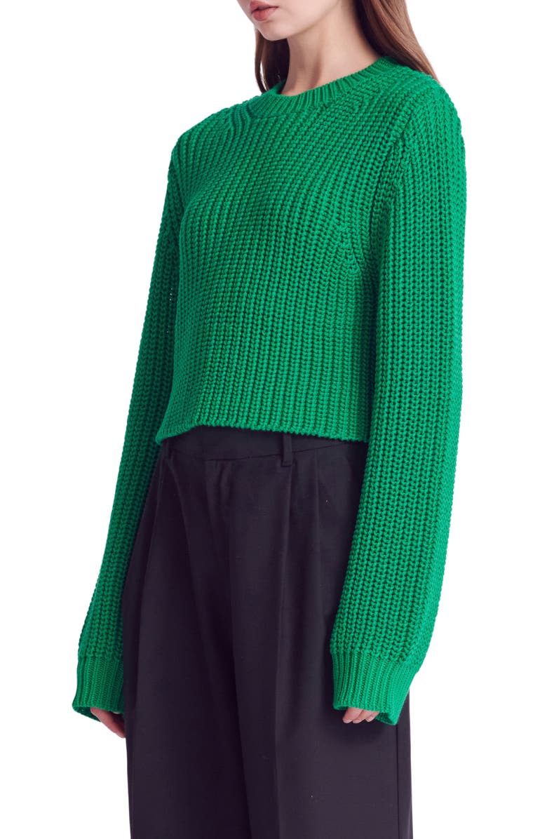 English Factory Crewneck Crop Sweater, Alternate, color, Green