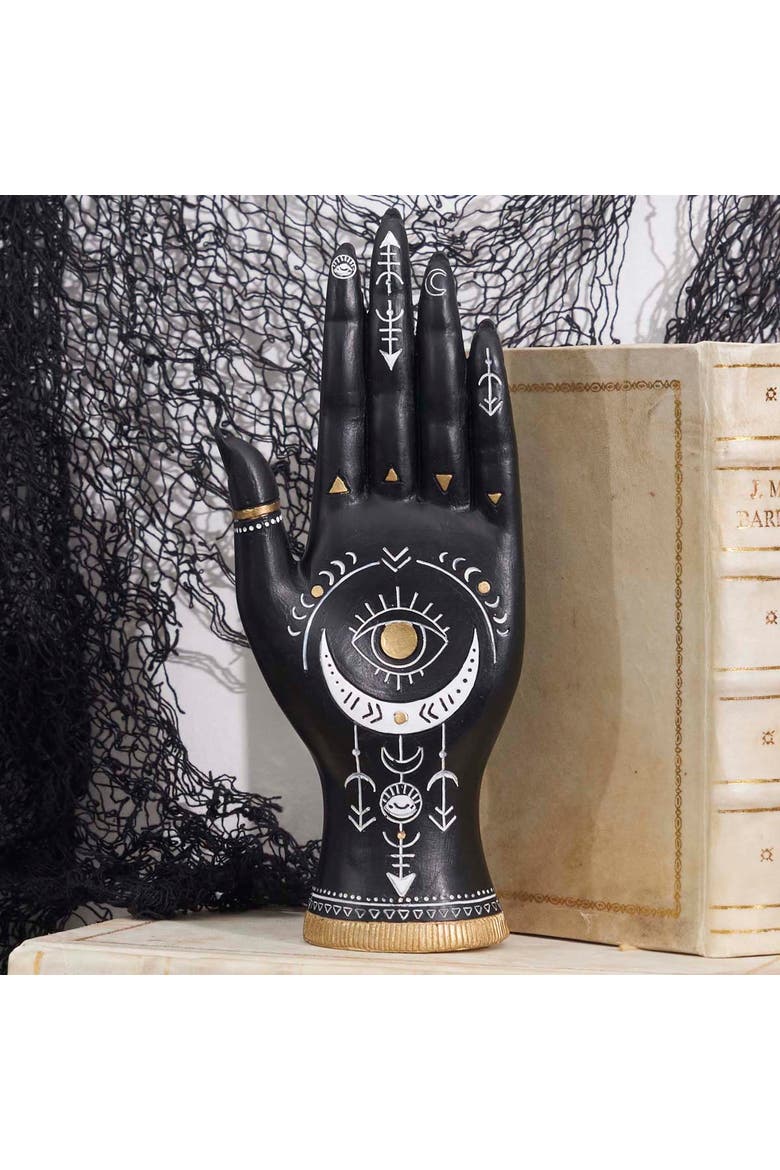 Mystical Palmistry Hand Decorative Halloween 9" Figurine, Alternate, color, Black