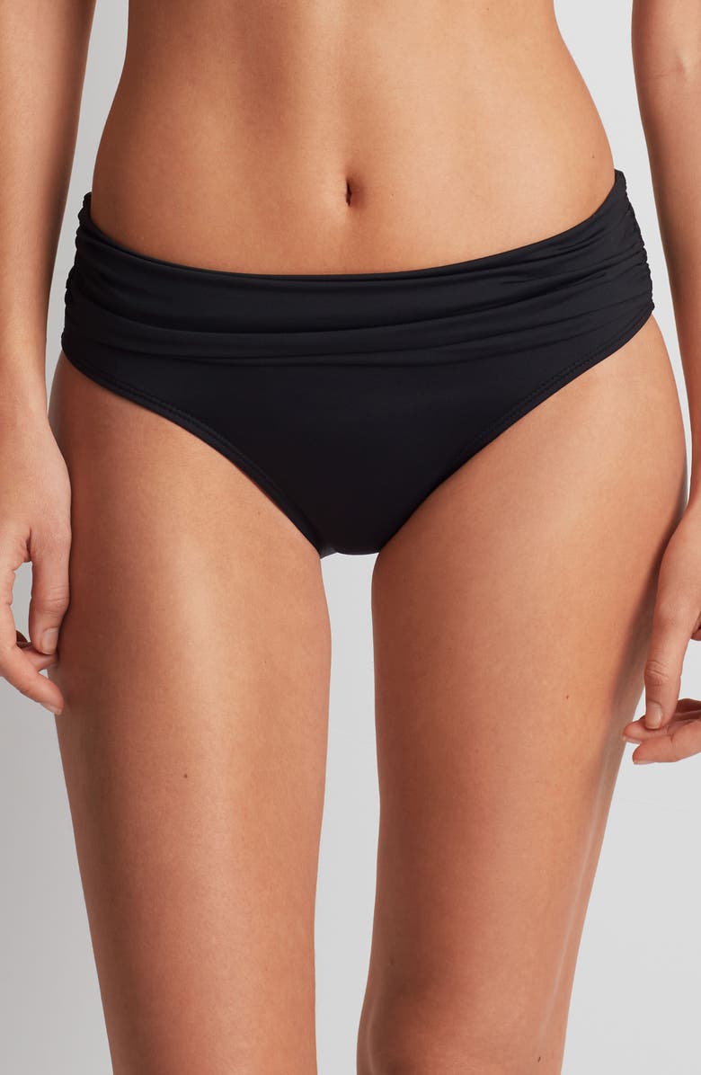 Lauren Ralph Lauren Shirred Side Bikini Bottoms, Main, color, Black