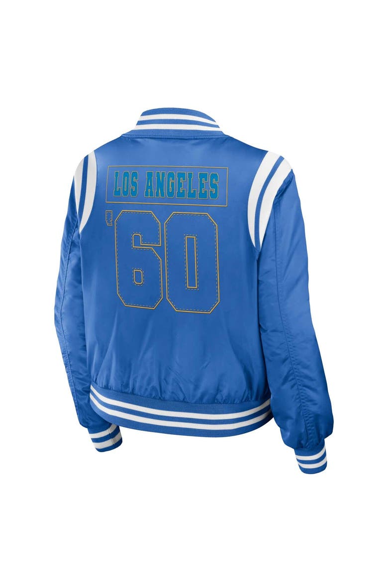 Women's WEAR by Erin Andrews Powder Blue Los Angeles Chargers Bomber Full-Zip Jacket, Alternate, color, Powder Blue