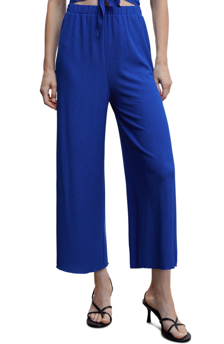 MANGO Flowy Textured Wide Leg Knit Pants, Main, color,