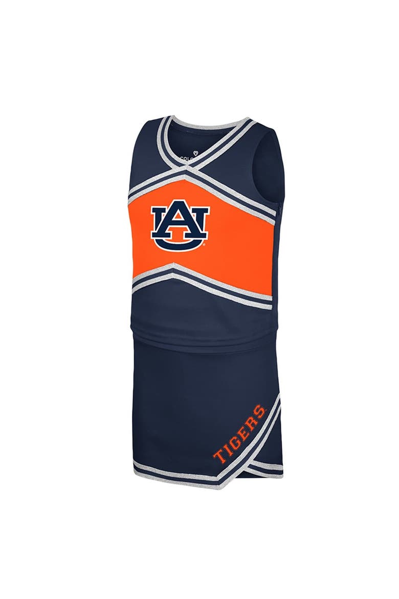 Girls Youth Colosseum Navy Auburn Tigers Cheerleader Top & Skirt Set, Alternate, color, Navy