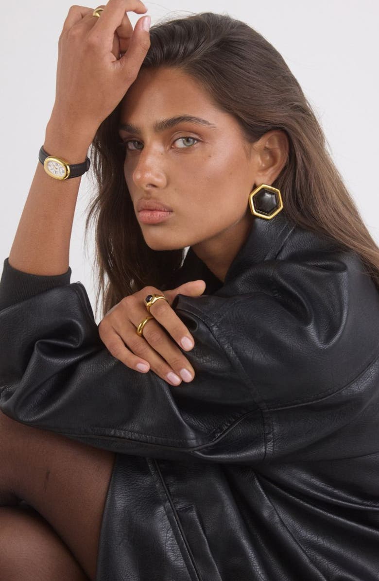 CENDRE Bridgette Leather Strap Watch, 21 x 30mm, Alternate, color, 