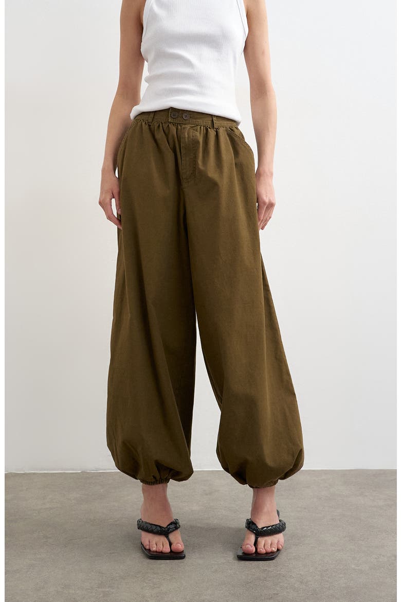 Cotton Balloon Pants, Main, color, BROWN