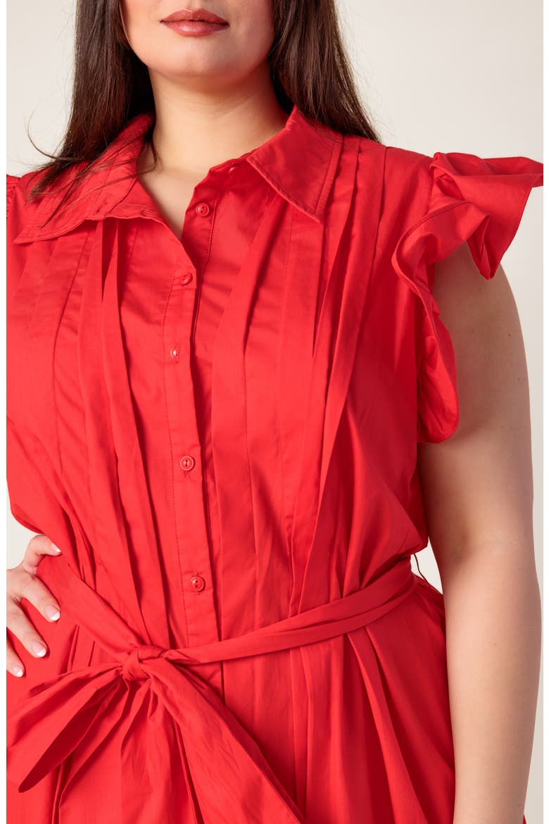 Flutter Sleeve Woven Shirtdress, Alternate, color, RED