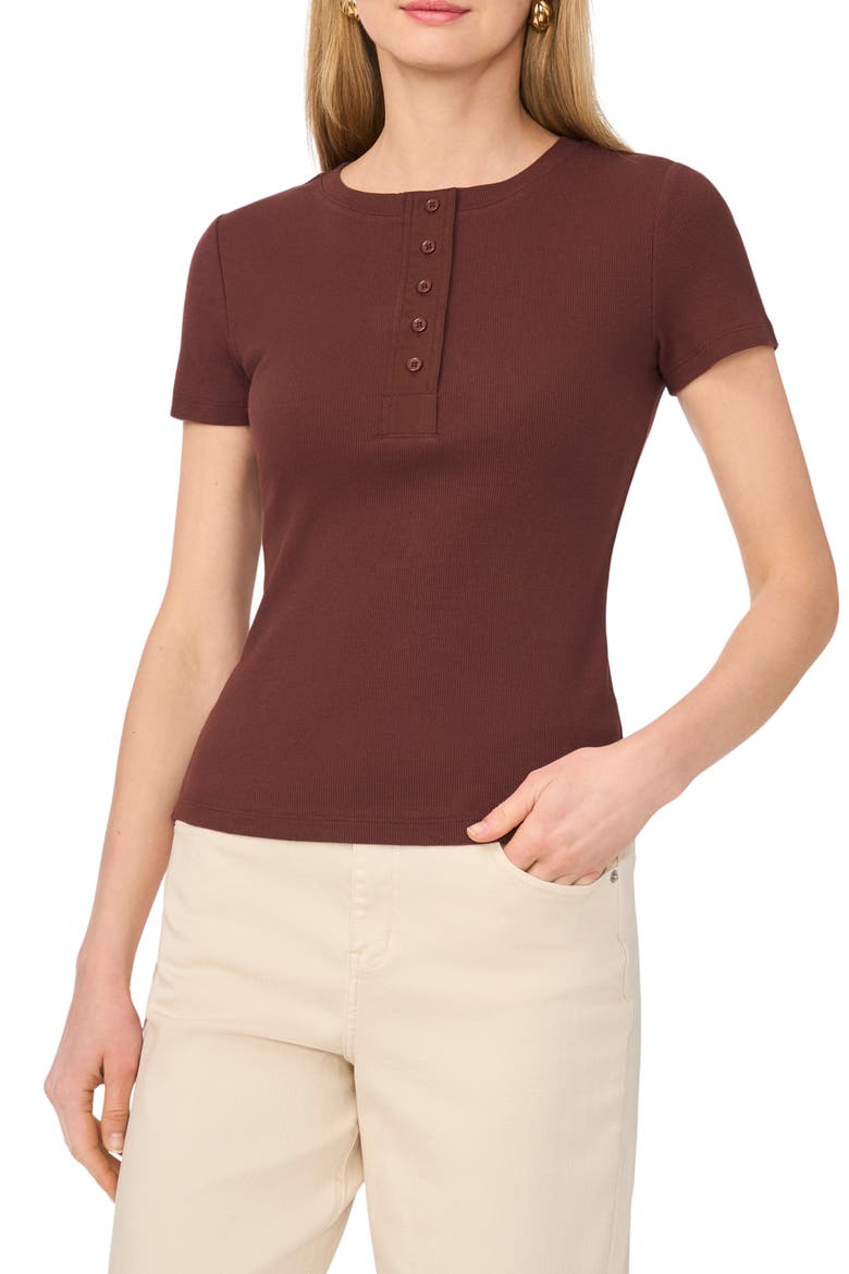 Rib Henley T-Shirt, Main, color, CAPPUCCINO