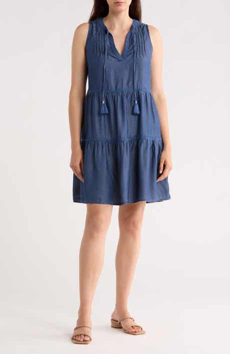 Tommy Bahama Sleeveless Tiered Chambray Dress