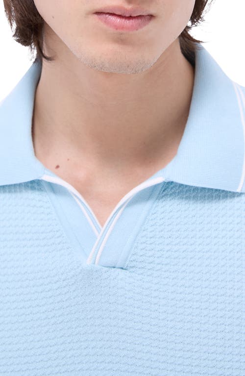 Bugatchi Tipped Johnny Collar Short Sleeve Sweater In Ice