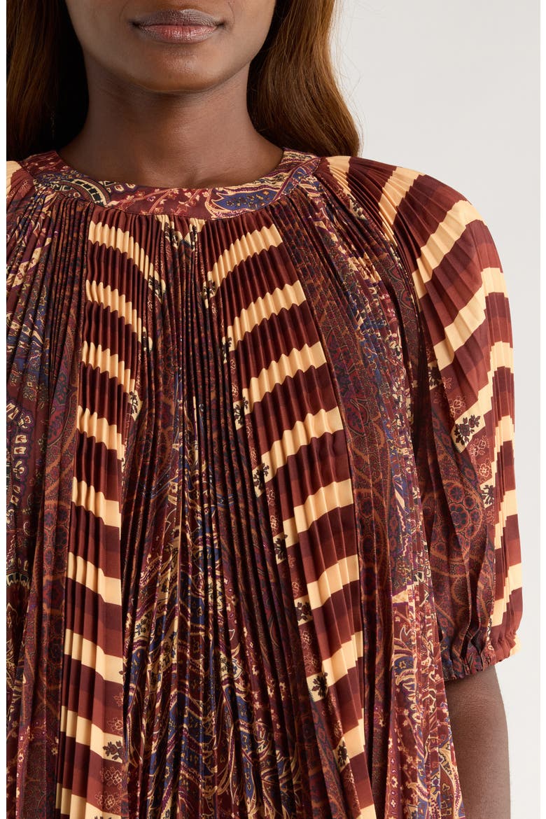 Dafne Pleated Top, Alternate, color, TOPAZ