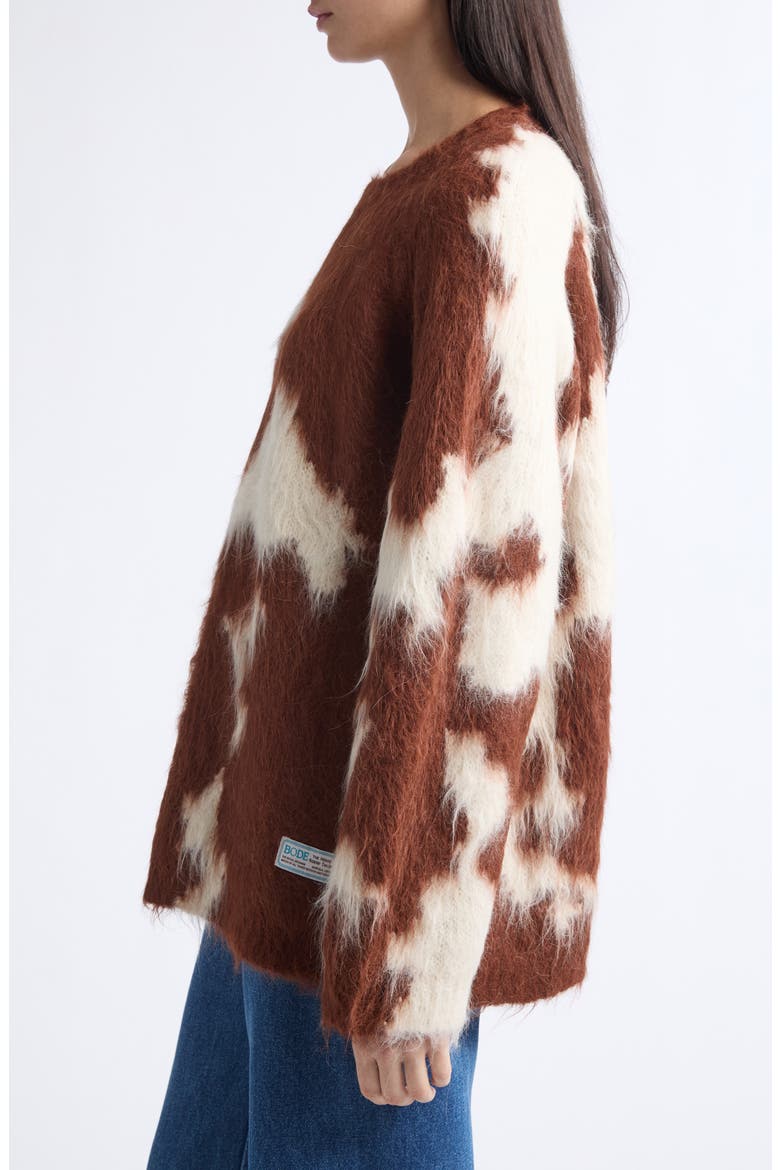Holstein Alpaca & Wool Blend Jacquard Sweater, Alternate, color, WHITE BROWN