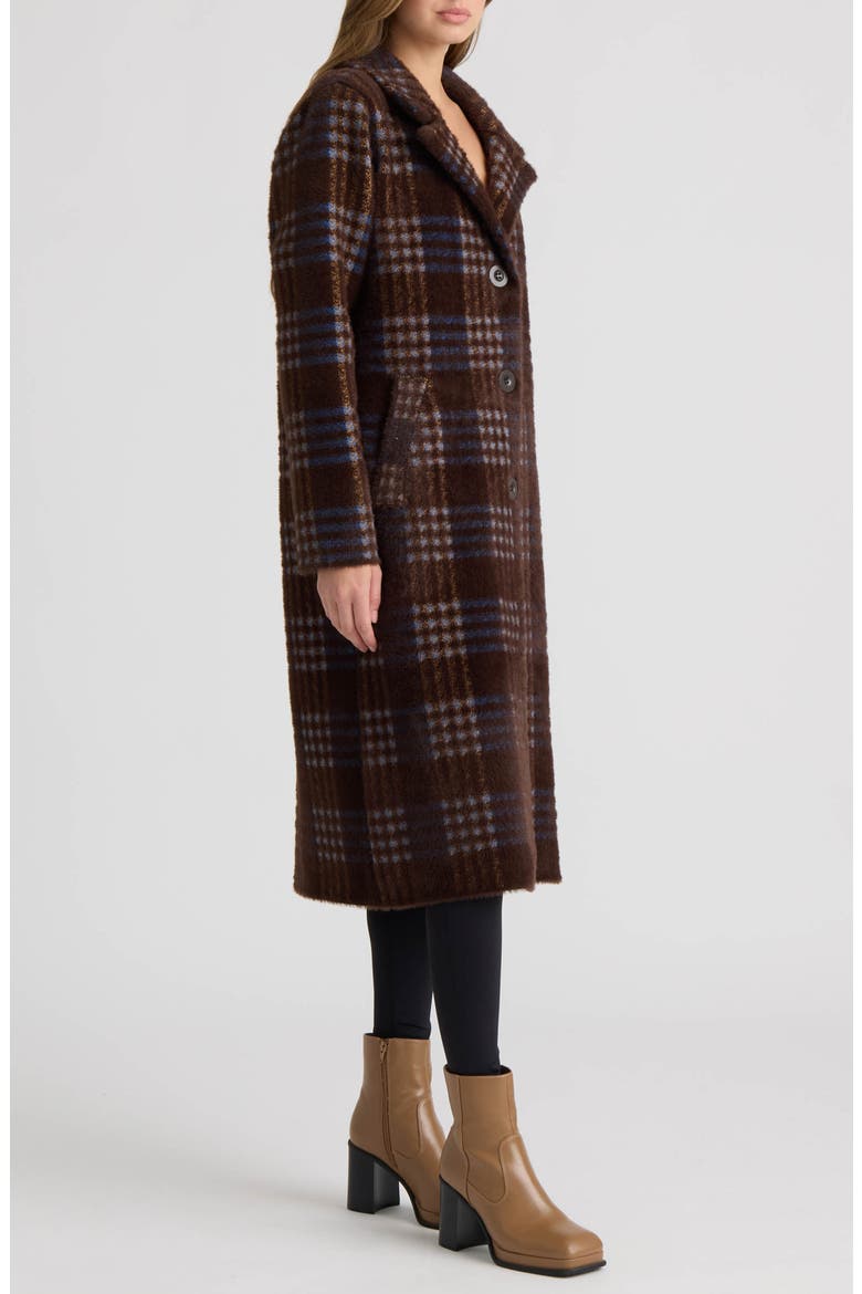 Plaid Notch Collar Coatigan, Alternate, color, ESPRESSO BLUE PLAID