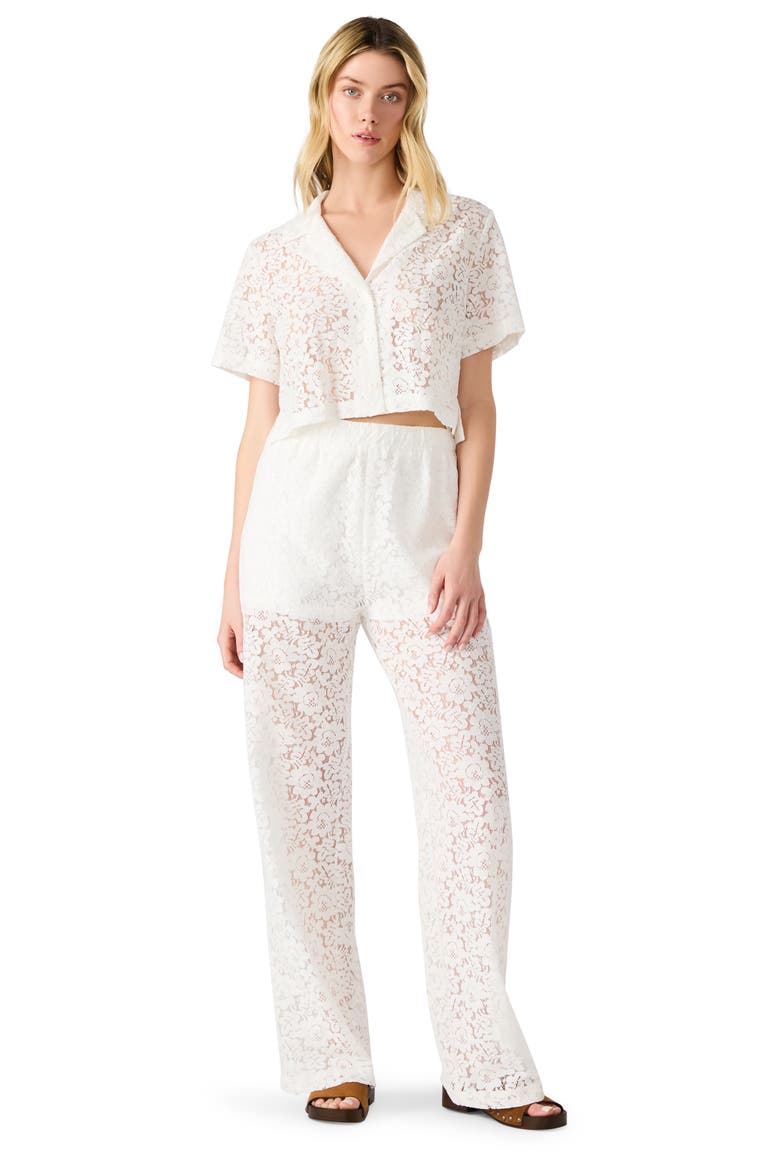 Sandra Lace Crop Button-Up Shirt, Alternate, color, ANTIQUE