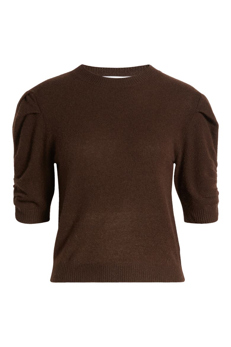 Ruched Sleeve Recycled Cashmere & Wool Sweater, Alternate, color, ESPRESSO