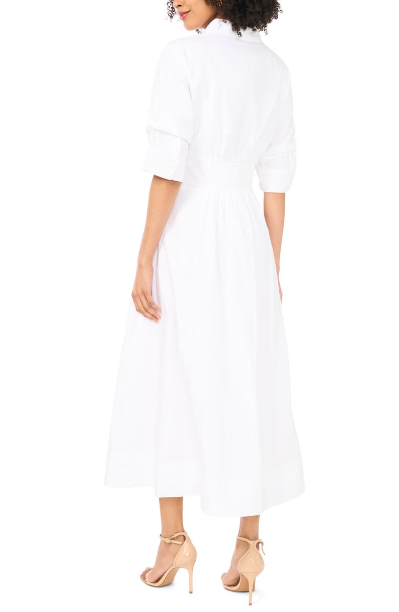 Vince Camuto Pleated Cotton Button-Up Maxi Shirtdress, Alternate, color,