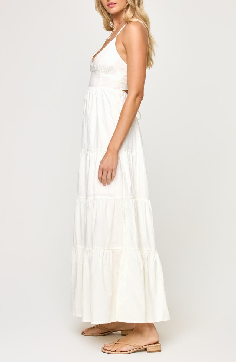 LSPACE Laina Tiered Cotton Poplin Cover-Up Maxi Dress, Alternate, color, Cream