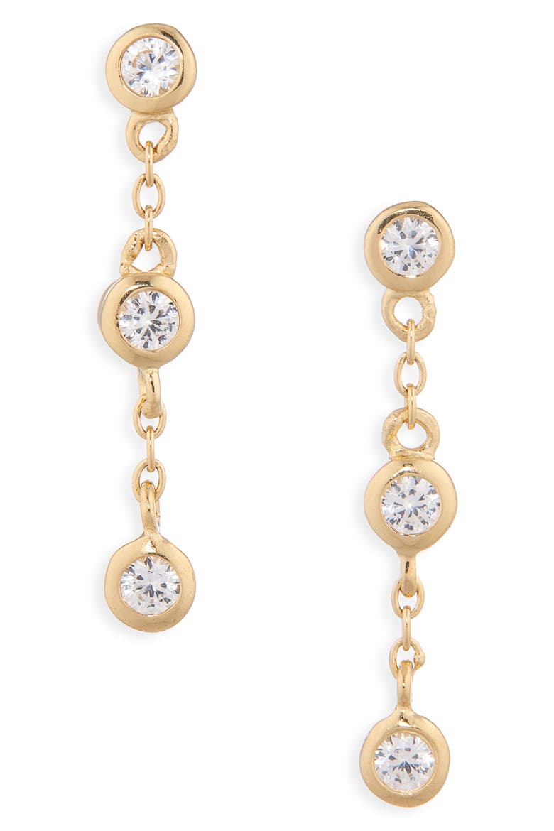 Demi-Fine Crystal Drop Earrings, Main, color, GOLD/ CLEAR