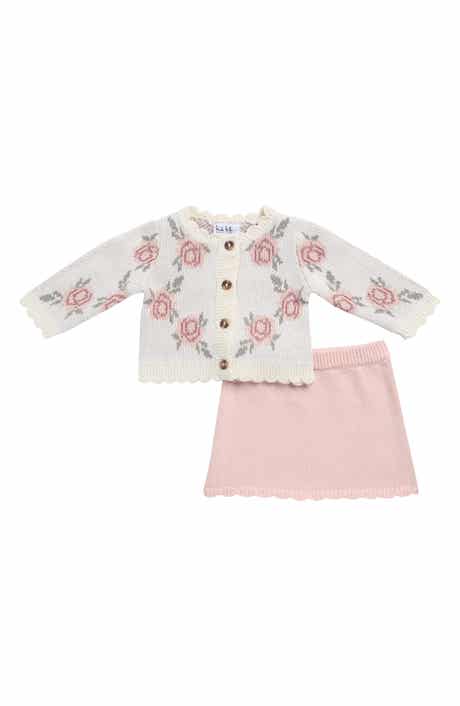 Floral Cardigan & Knit Skirt Set
