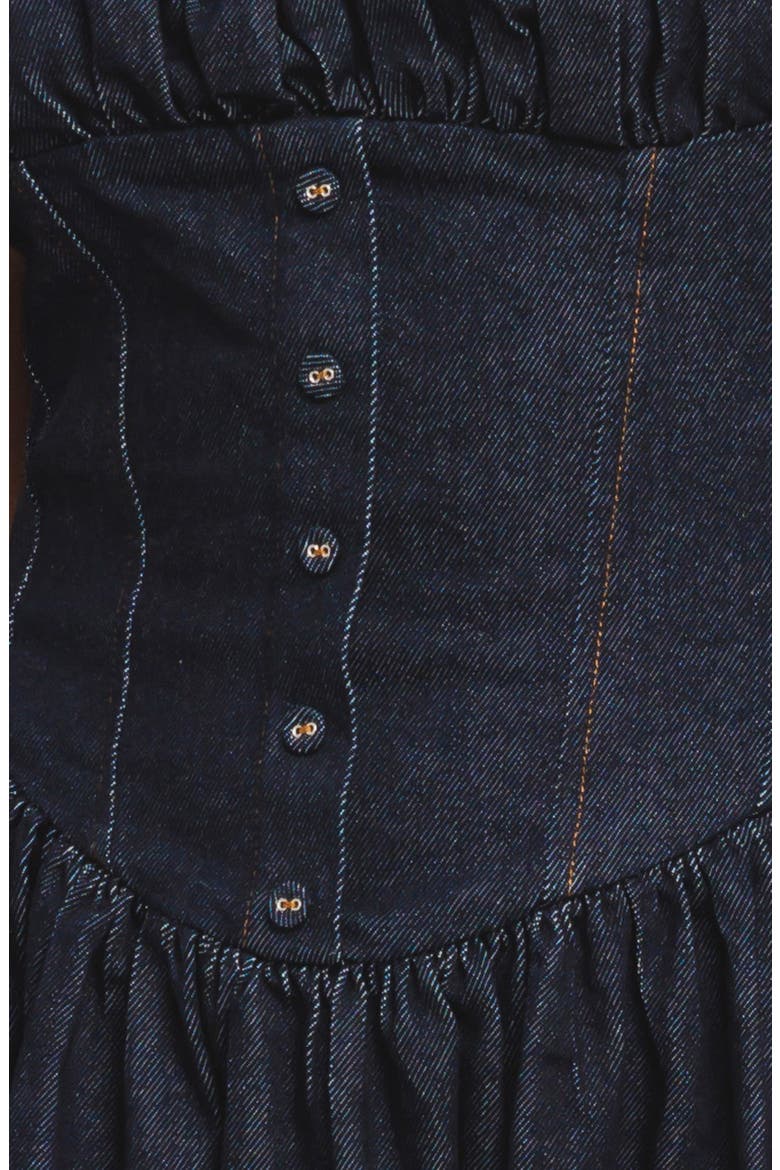 Denim Fit & Flare Minidress, Alternate, color, DARK INDIGO