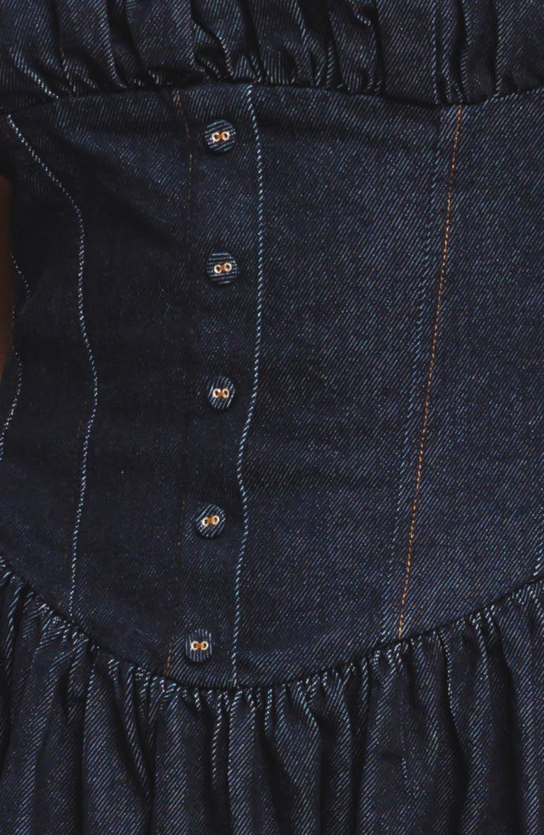 FLYING TOMATO Denim Fit & Flare Minidress, Alternate, color, Dark Indigo