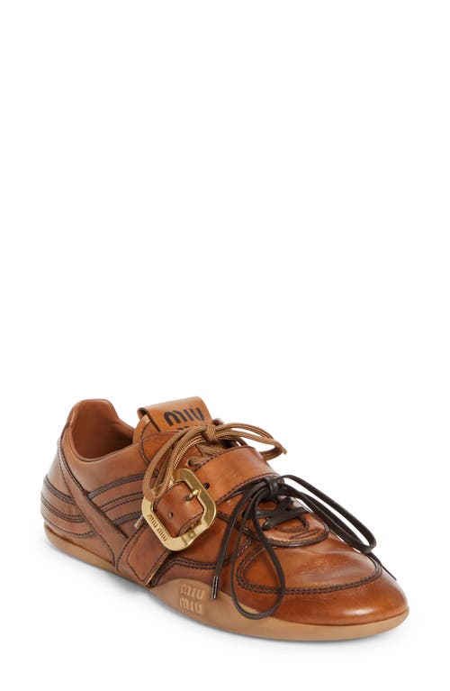 Miu Miu Buckled Leather Sneakers In Animal Print