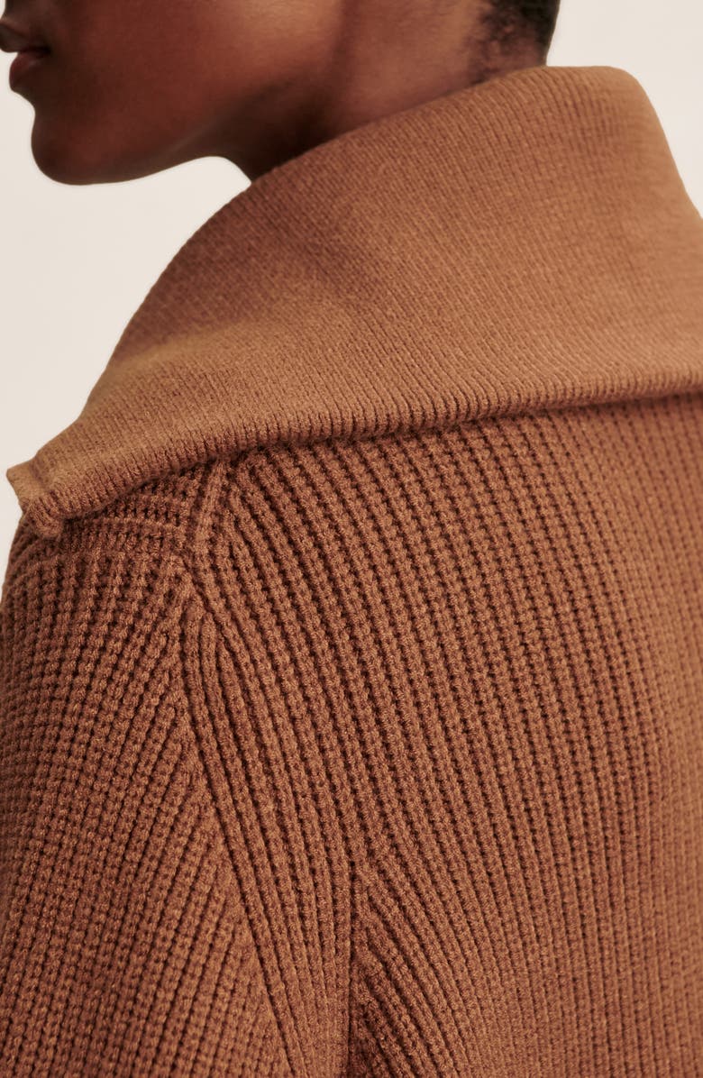 Varley Maura Rib Half Zip Sweater, Alternate, color, Caramel Pecan