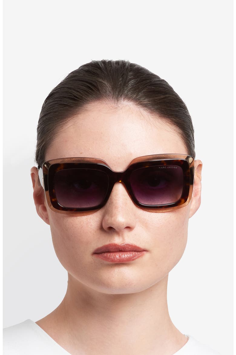 54mm Rectangular Sunglasses, Alternate, color, HAVANA BEIGE/ DARK GREY SF