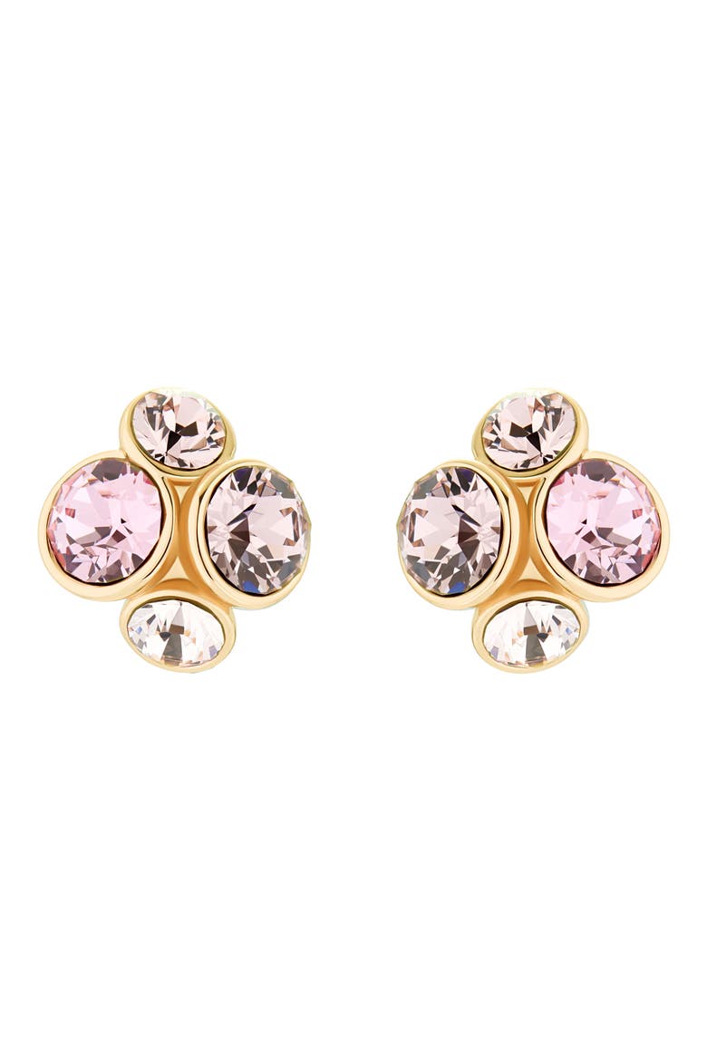 Lynda Crystal Cluster Stud Earrings, Main, color, GOLD TONE / PINK MULTI CRYSTAL