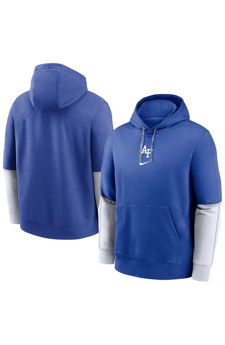 Nike Men's Nike Royal Air Force Falcons 2024 Sideline Club Fleece Pullover Hoodie, Alternate, color, Royal