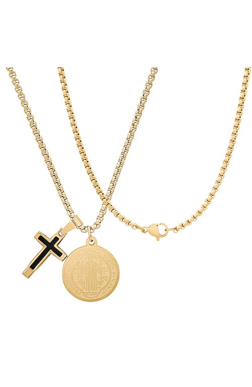 Hmy Jewelry Cross & Coin Pendant Necklace In Multi