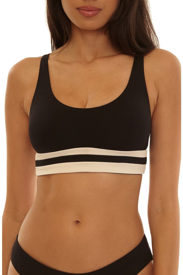 Coast Line Rib Bikini Top, Main, color, BLACK/ TAN