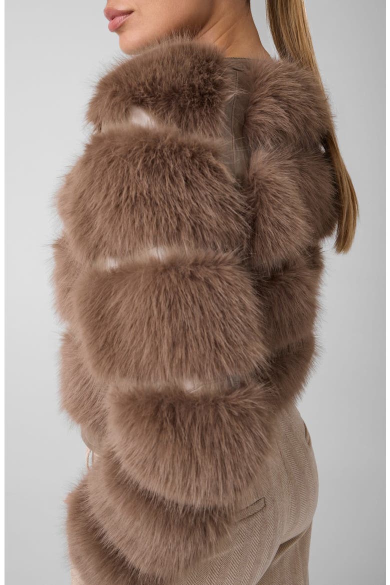 Arielle Croc Embossed Faux Fur Jacket, Alternate, color, SILK TAUPE