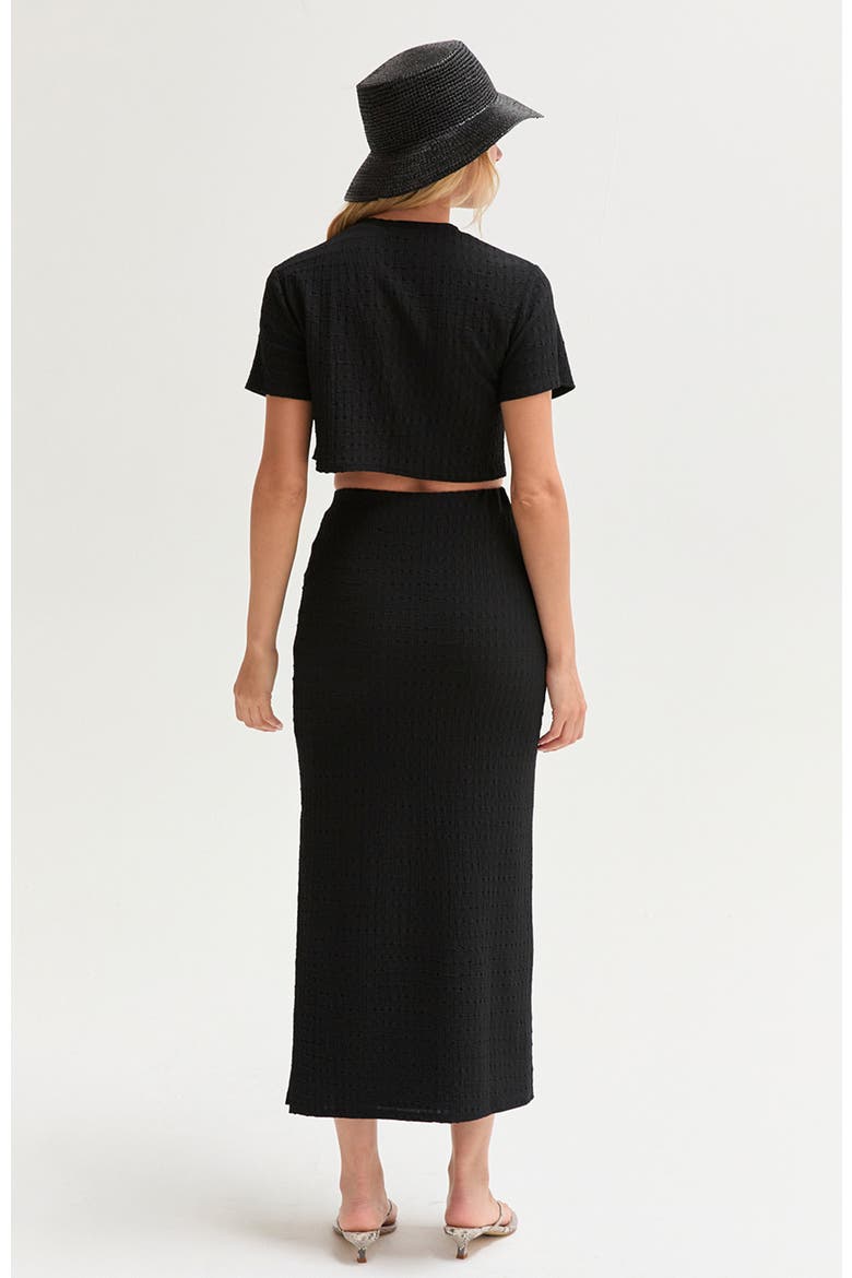 Textured Knit Two Piece Skirt Set, Alternate, color, Black
