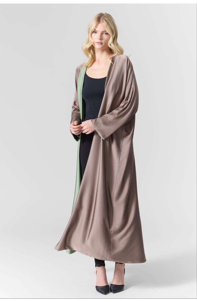 Le Fafo Luna Reversible Silk Cardigan/Cover-Up, Alternate, color, Green / Brown