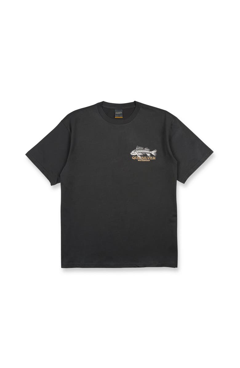 Quiksilver Waterman Fish Bones Short Sleeve Shirt, Main, color, Phantom
