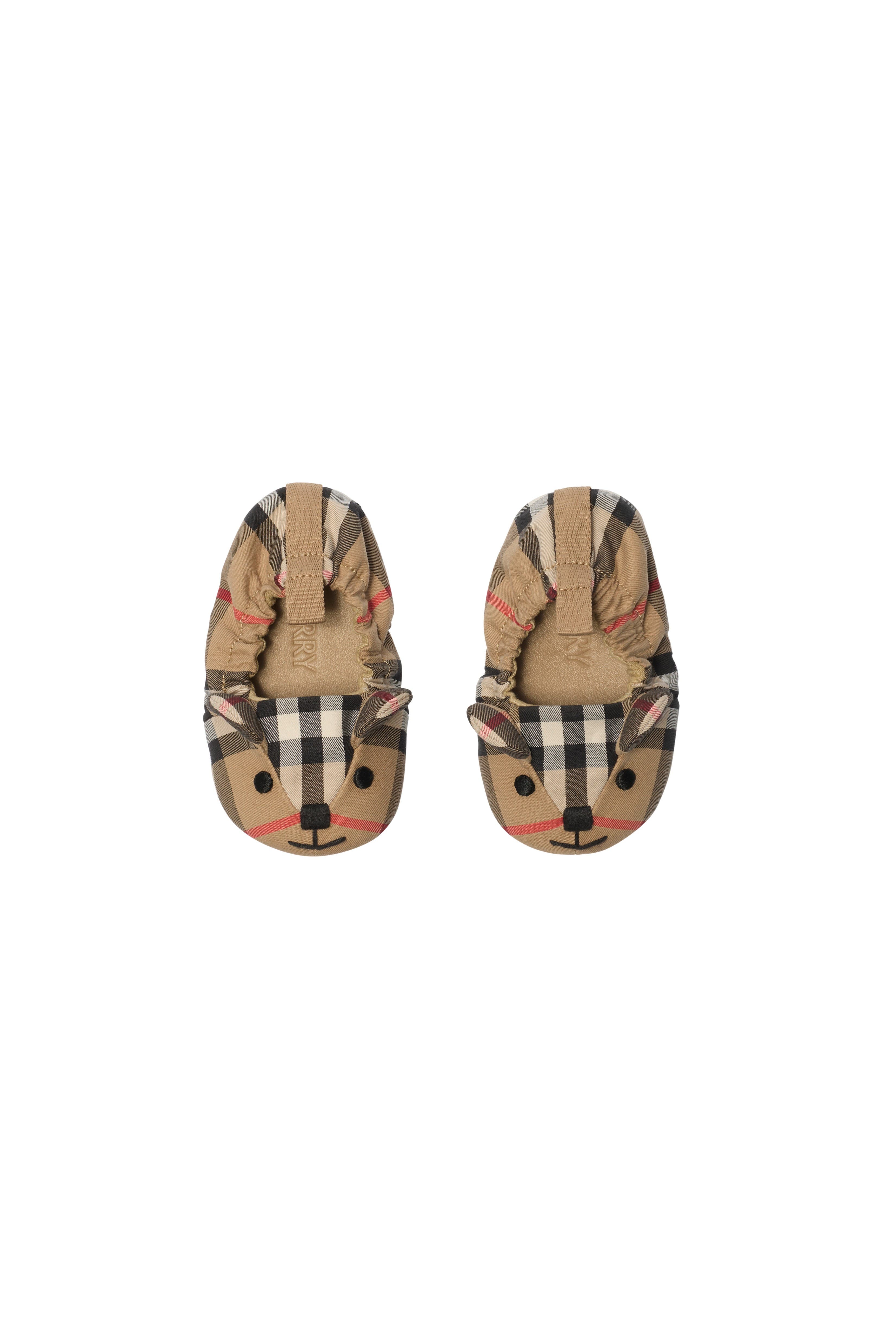 Burberry Thomas Bear Check Cotton Booties, Alternate, color, Sand Beige